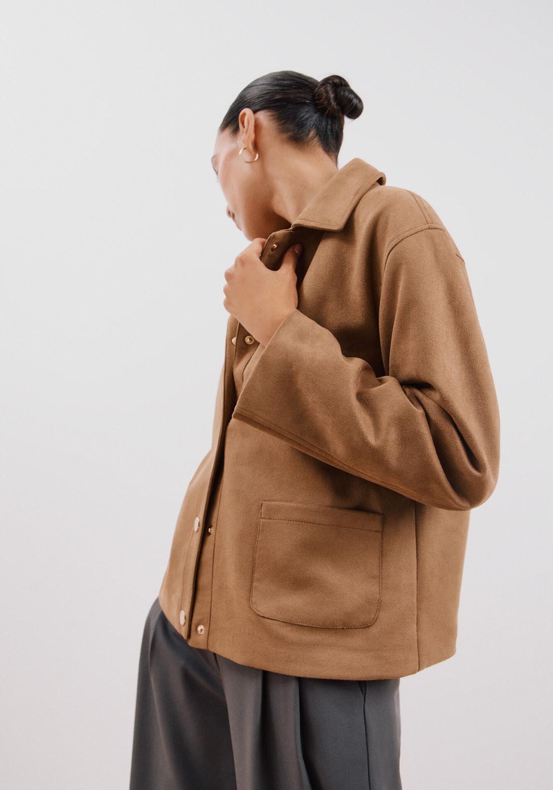 Cortefiel Faux Leather Jacket - Toasted 3 Shaws Department Stores