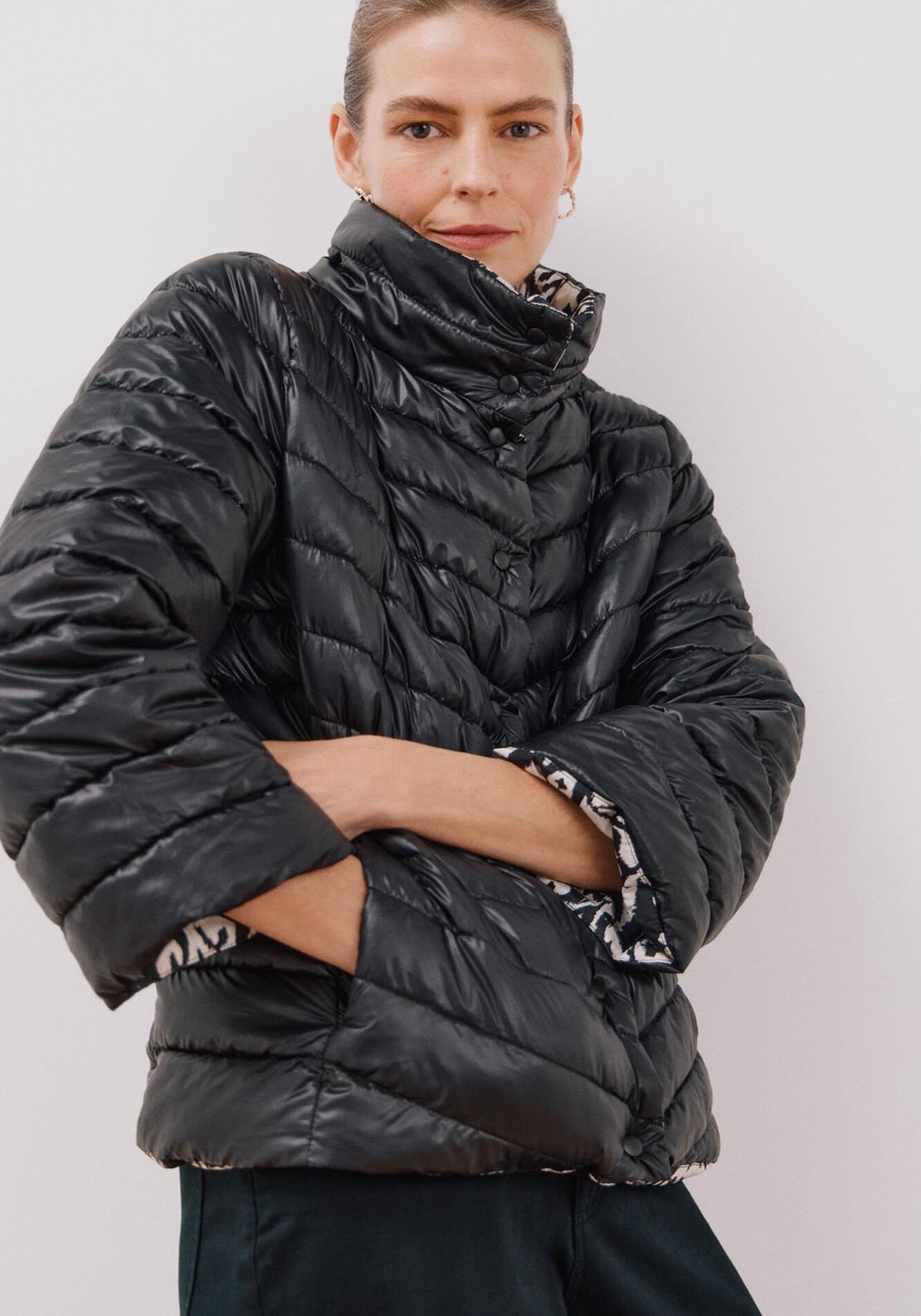 Cortefiel Reversible Short Padded Jacket - Black 3 Shaws Department Stores