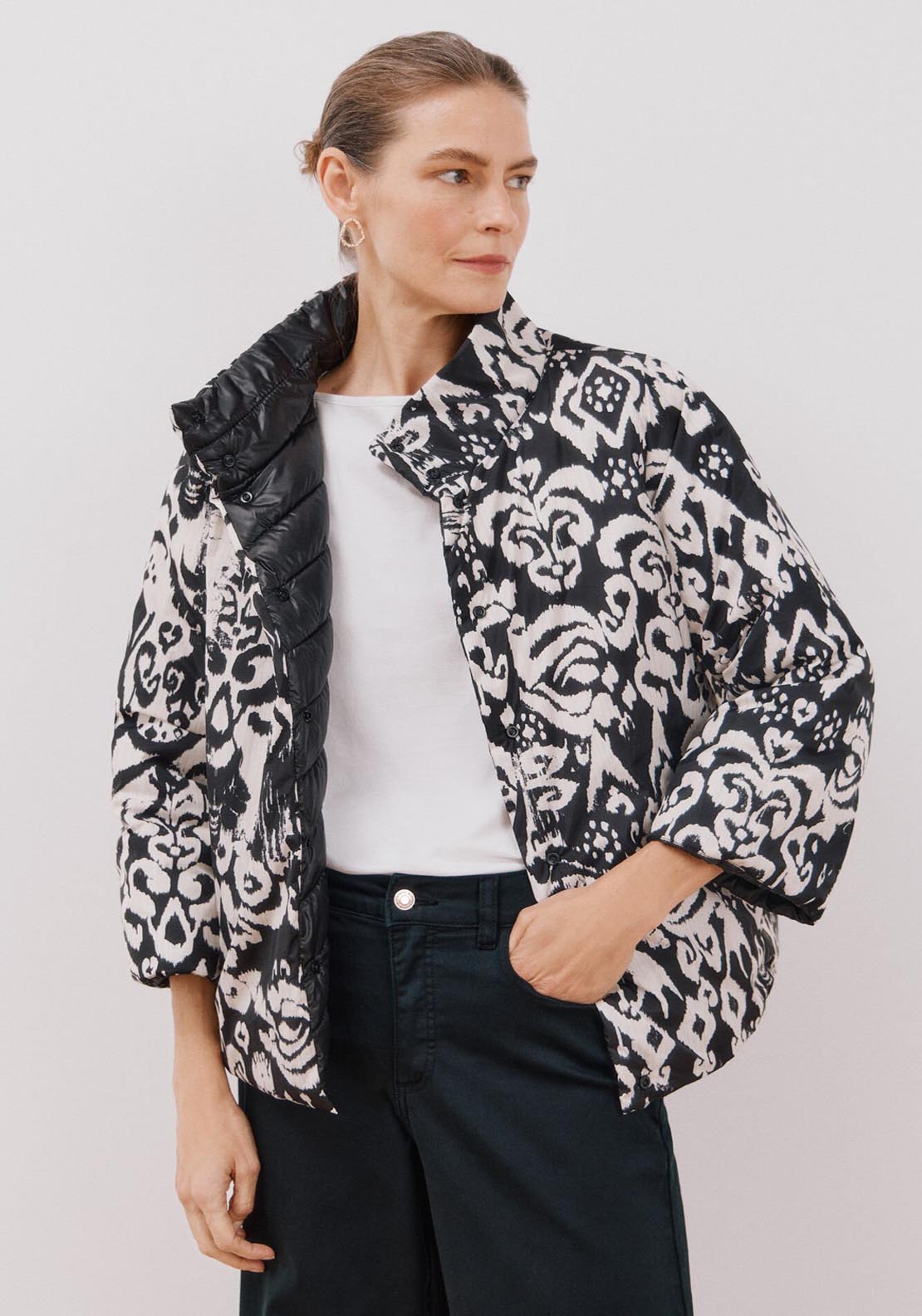 Cortefiel Reversible Short Padded Jacket - Black 1 Shaws Department Stores