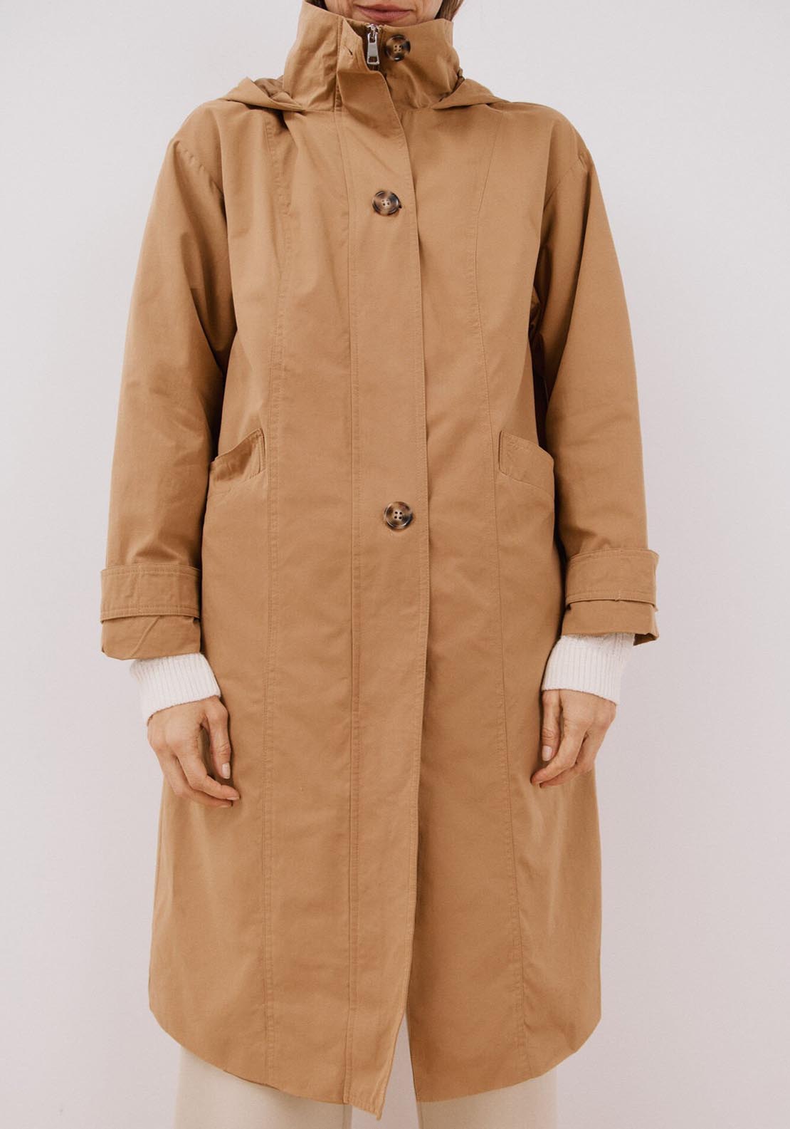 Cortefiel Long Hooded Trench Coat - Toasted Print 5 Shaws Department Stores