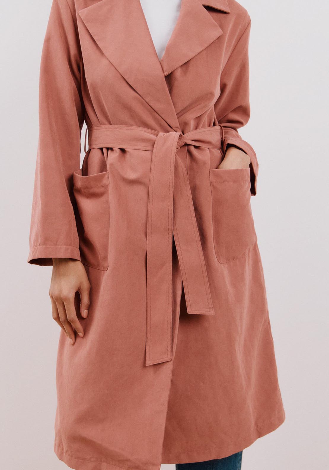 Cortefiel Belted Coloured Trench Coat - Pink 7 Shaws Department Stores