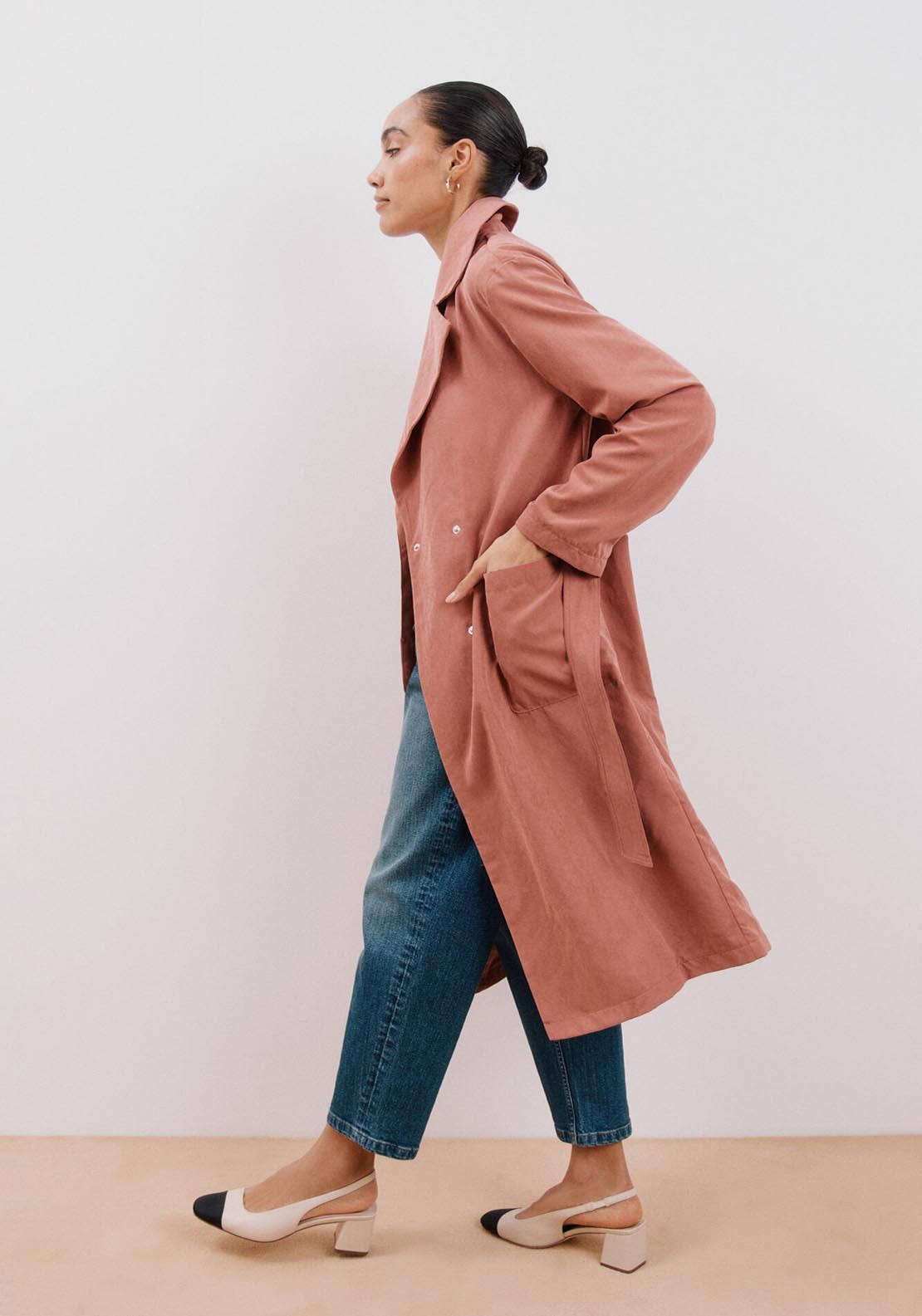 Cortefiel Belted Coloured Trench Coat - Pink 2 Shaws Department Stores