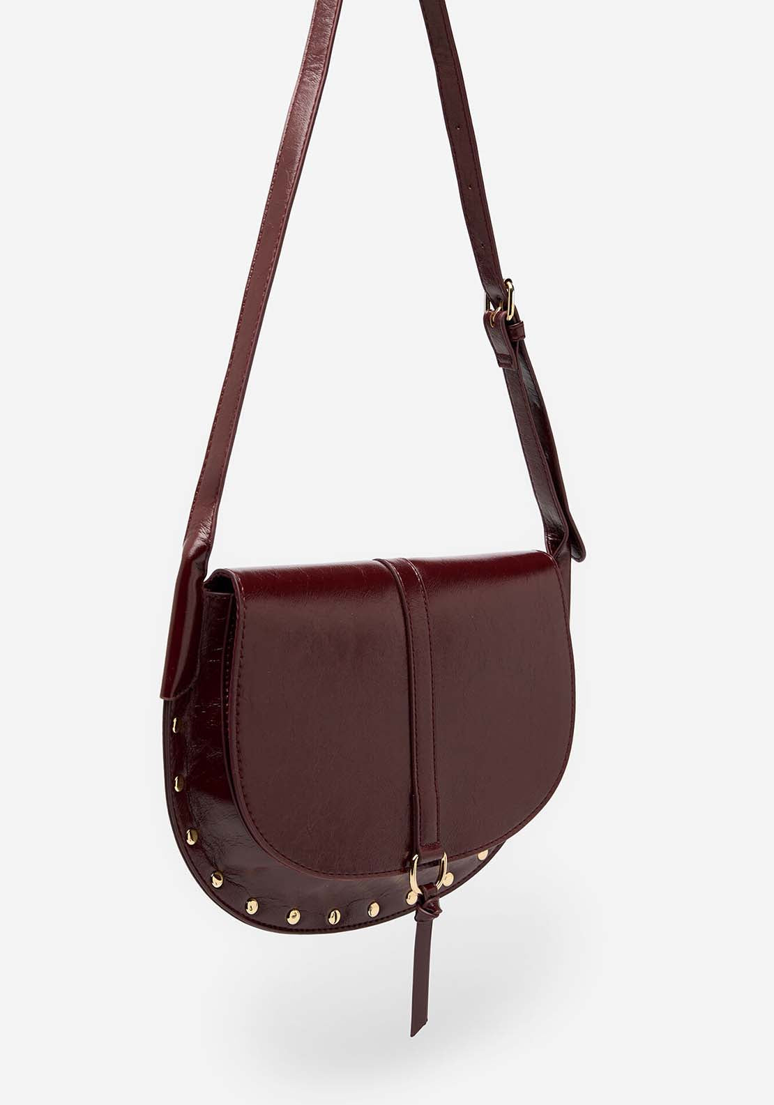 Crossbody Bag With Flap - Maroon