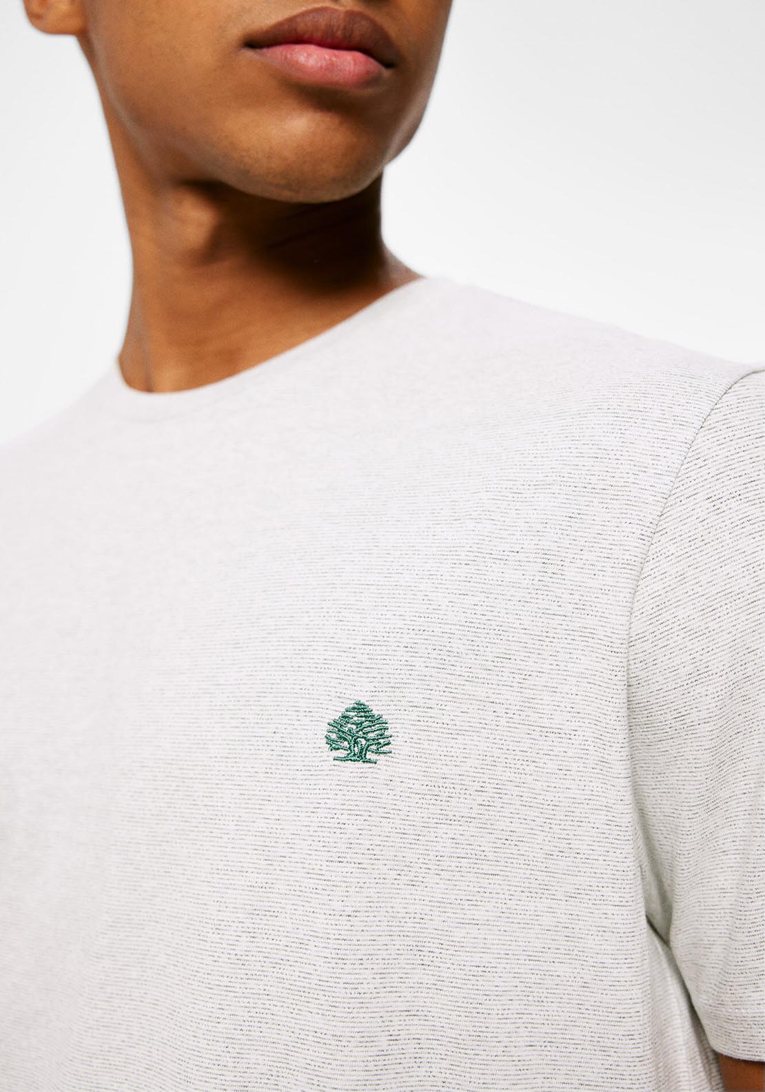 Springfield Short Sleeve Microstripe Tshirt - Green 3 Shaws Department Stores
