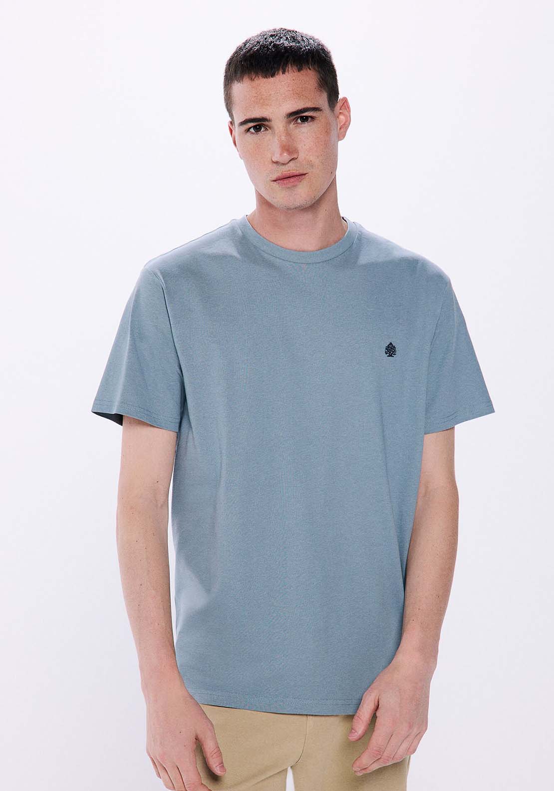 Springfield Basic round neck t-shirt - Blue 4 Shaws Department Stores