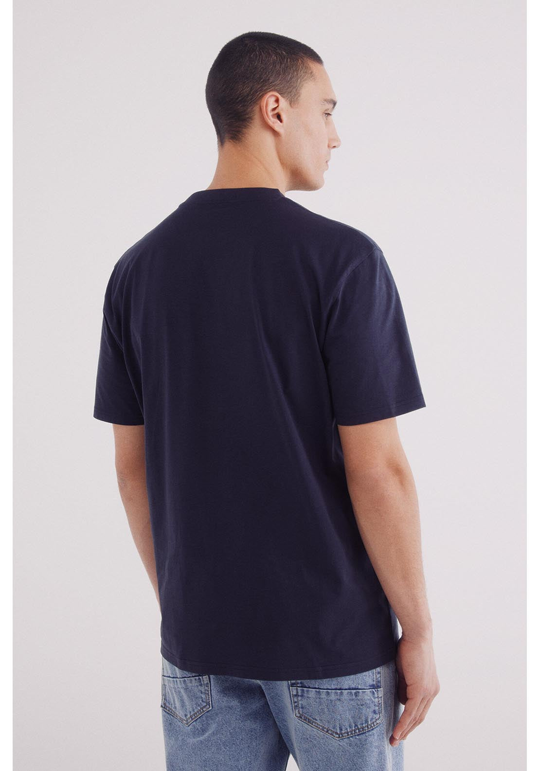 Springfield Basic Round Neck T-Shirt - Blue 2 Shaws Department Stores