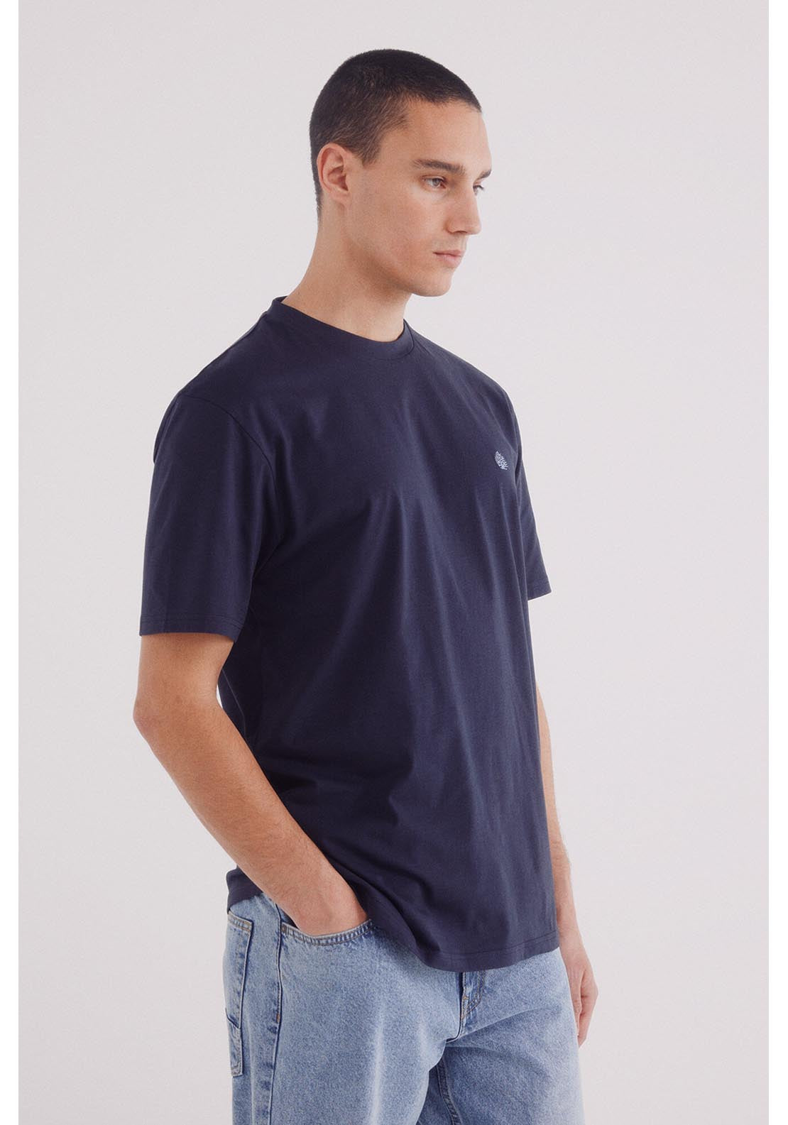Springfield Basic Round Neck T-Shirt - Blue 1 Shaws Department Stores