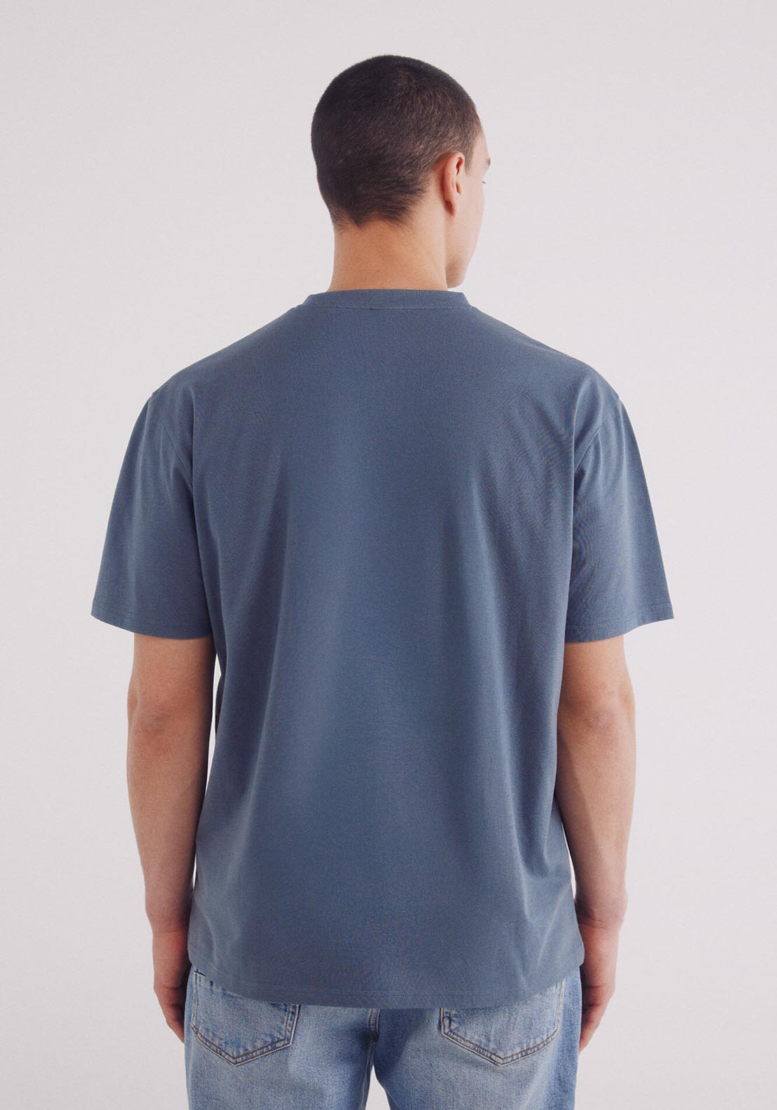 Springfield Basic Round Neck T-Shirt - Blue 2 Shaws Department Stores