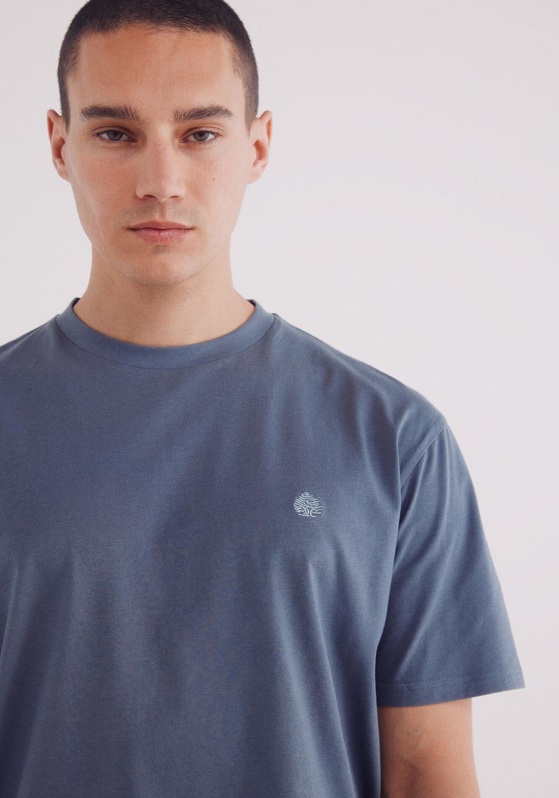 Springfield Basic Round Neck T-Shirt - Blue 3 Shaws Department Stores