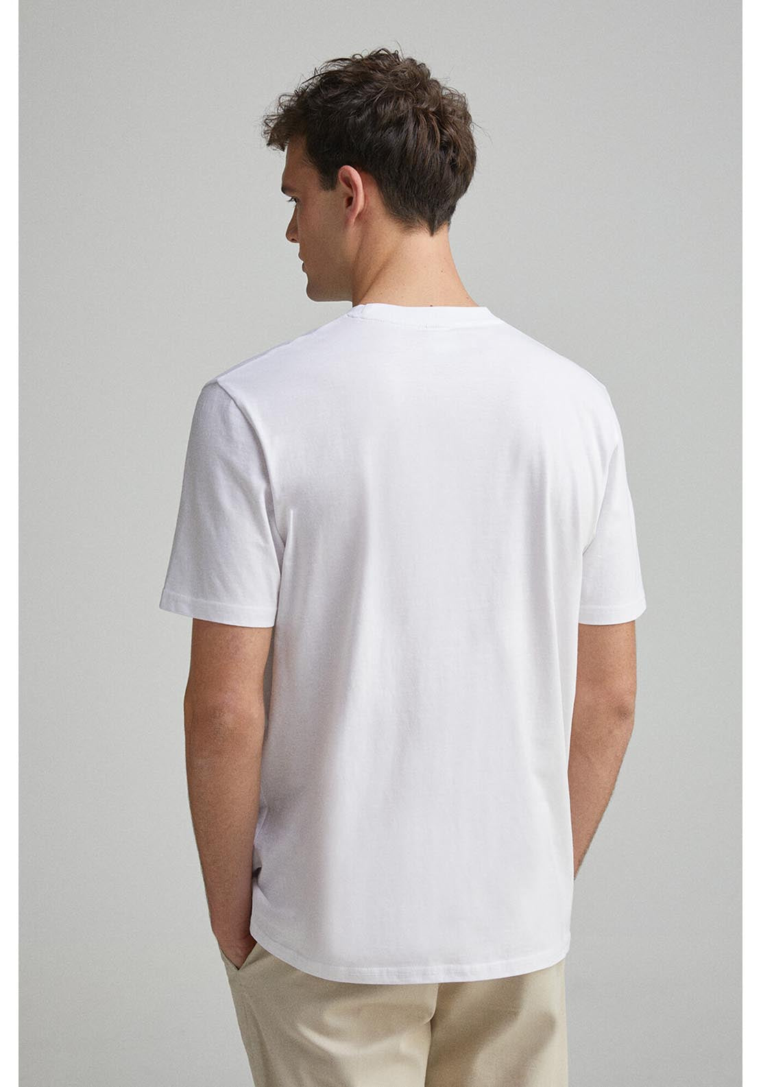 Springfield Basic Round Neck T-Shirt - White 2 Shaws Department Stores