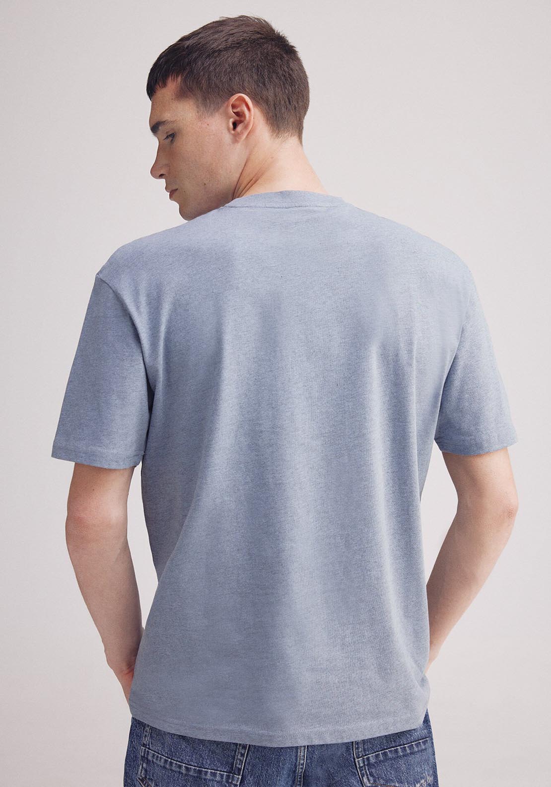 Springfield Basic Melange T-Shirt - Blue 5 Shaws Department Stores