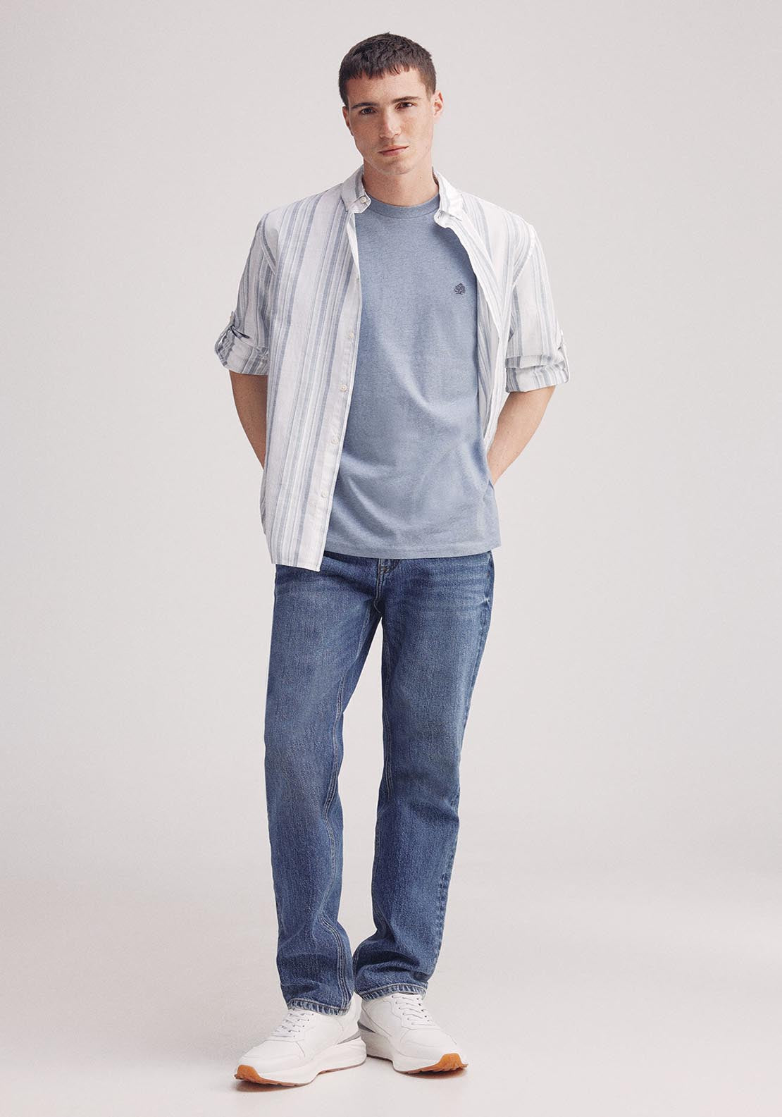 Springfield Basic Melange T-Shirt - Blue 6 Shaws Department Stores