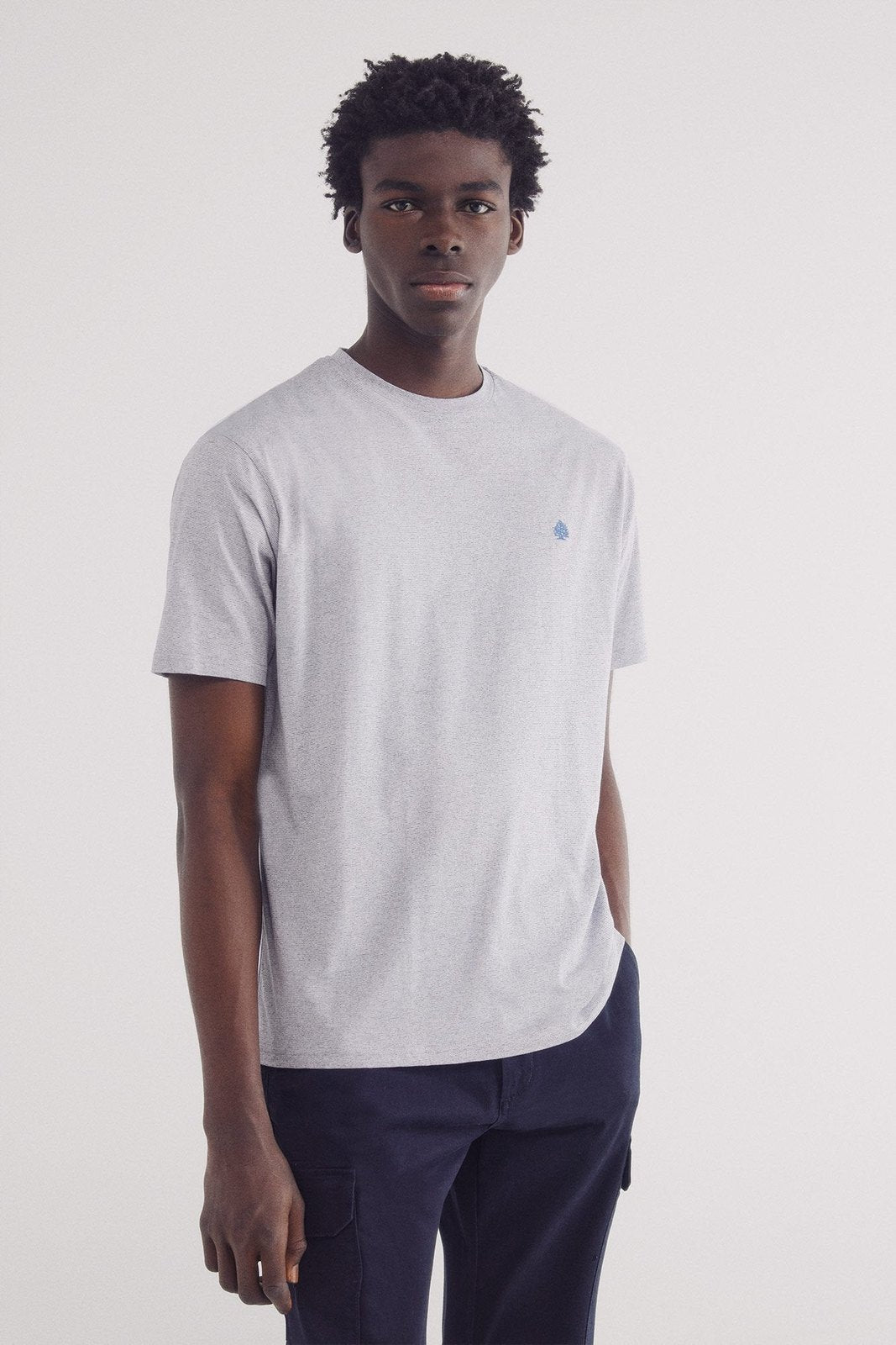 Springfield Micro-striped T-shirt - Blue 1 Shaws Department Stores
