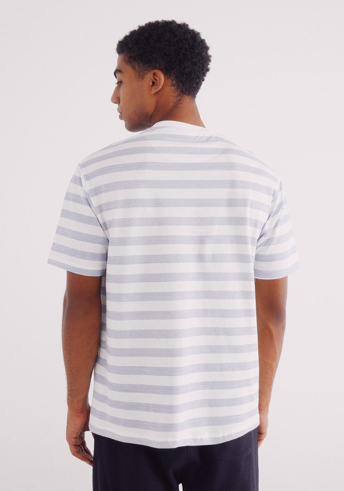 Springfield Basic Round Neck T-Shirt - Blue 3 Shaws Department Stores