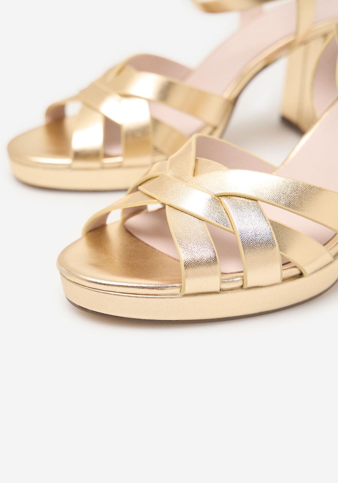 Cortefiel Platform Heel Sandal - Gold/mustard 4 Shaws Department Stores