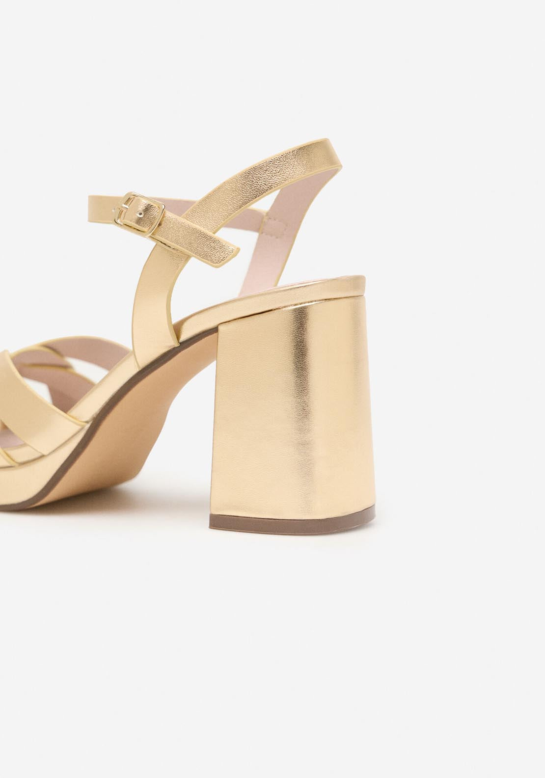Cortefiel Platform Heel Sandal - Gold/mustard 5 Shaws Department Stores