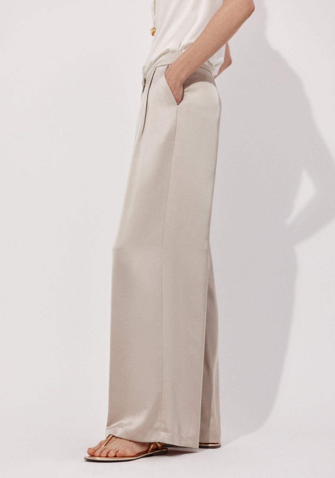 Cortefiel Palazzo Trousers With Pleats - Beige 3 Shaws Department Stores