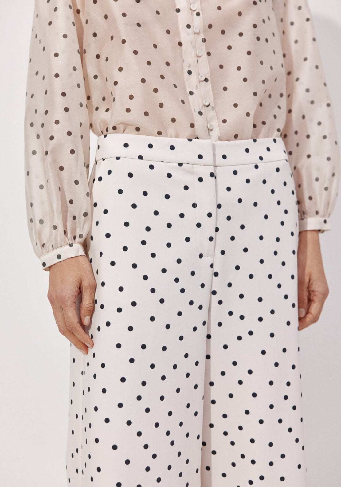 Cortefiel Polka Dot Palazzo Pants - White 4 Shaws Department Stores