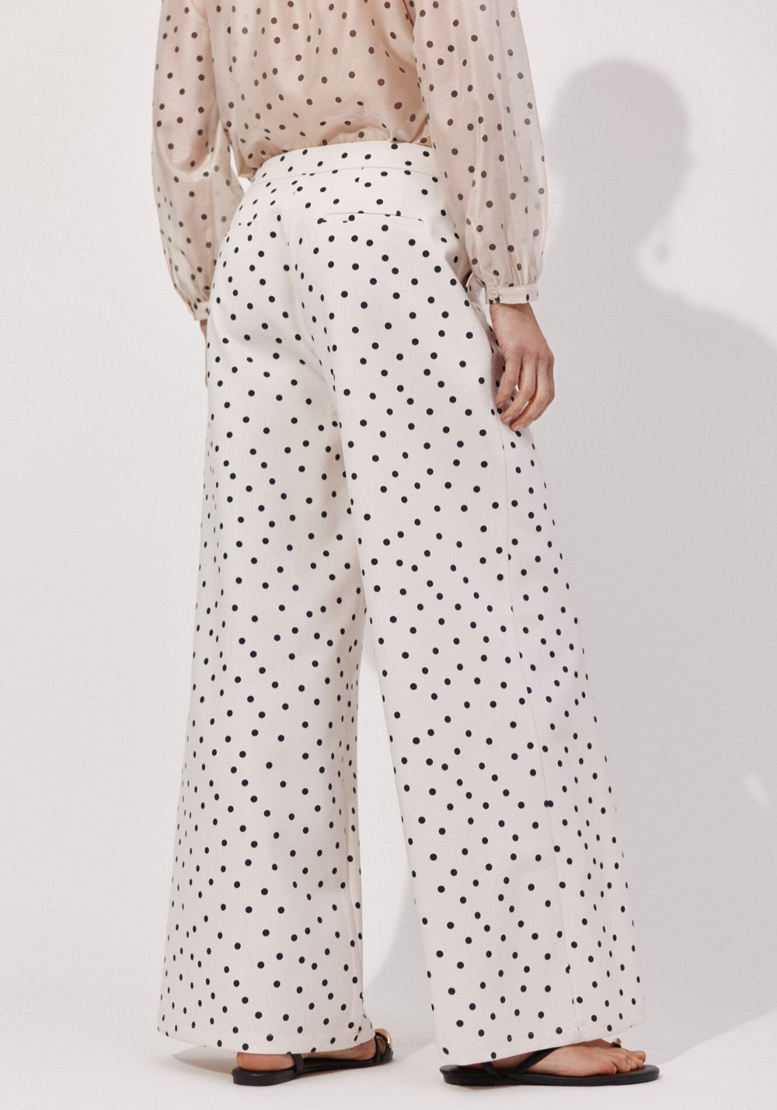 Cortefiel Polka Dot Palazzo Pants - White 2 Shaws Department Stores
