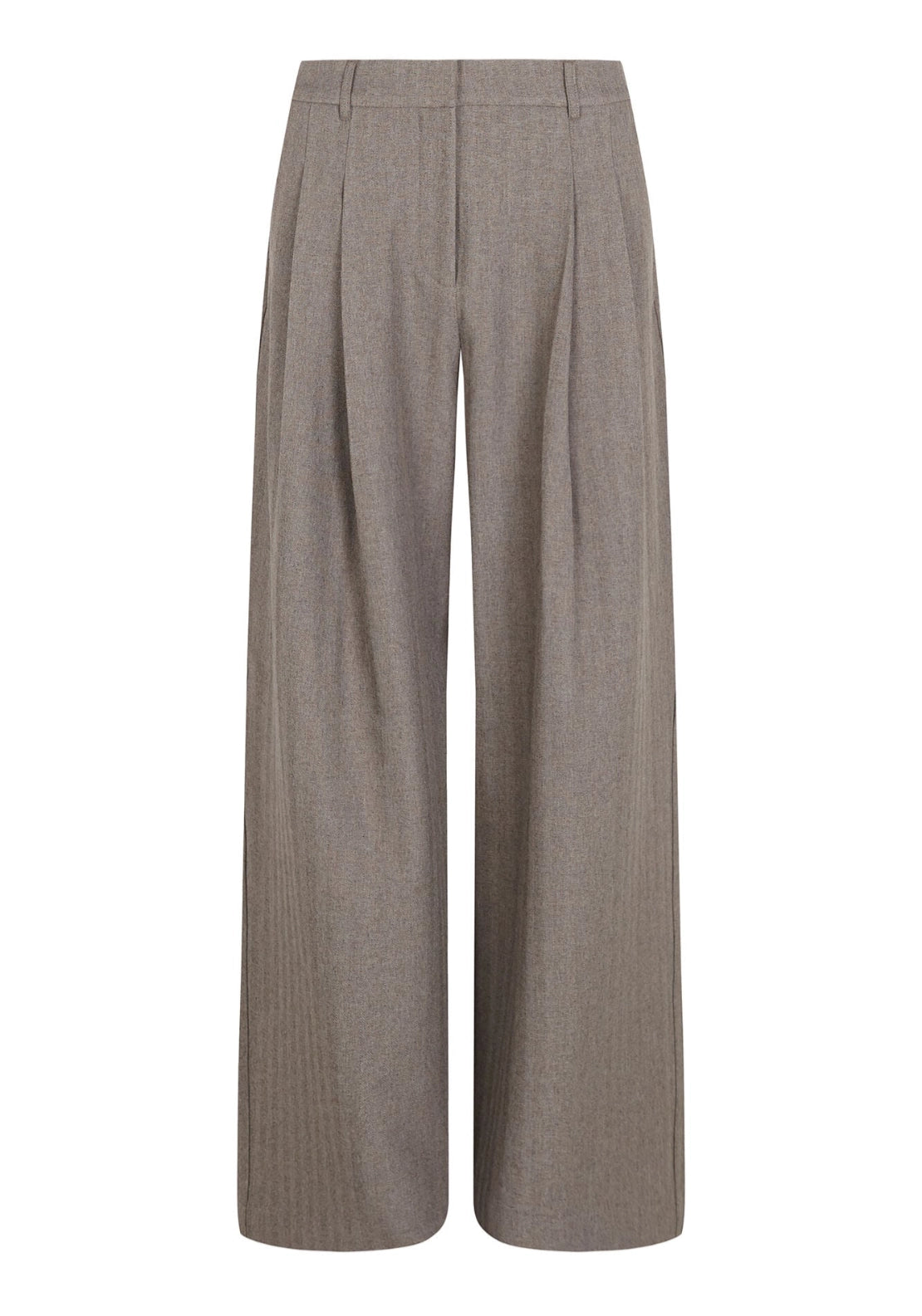 Herringbone Darted Trousers - Beige/camel