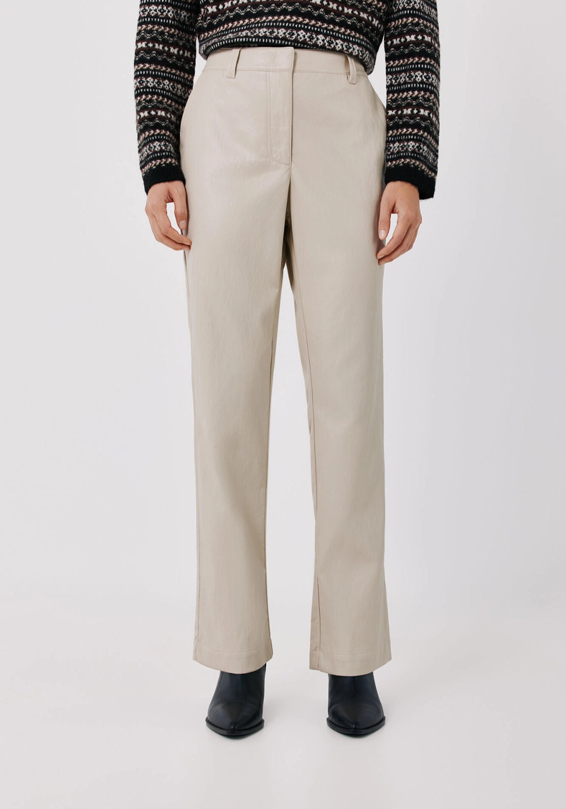 Faux Leather Trousers - Ivory
