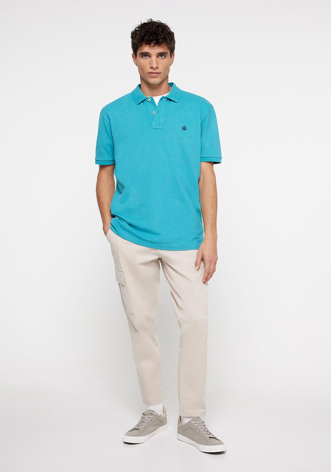 Springfield Basic piqué polo shirt - Blue 2 Shaws Department Stores