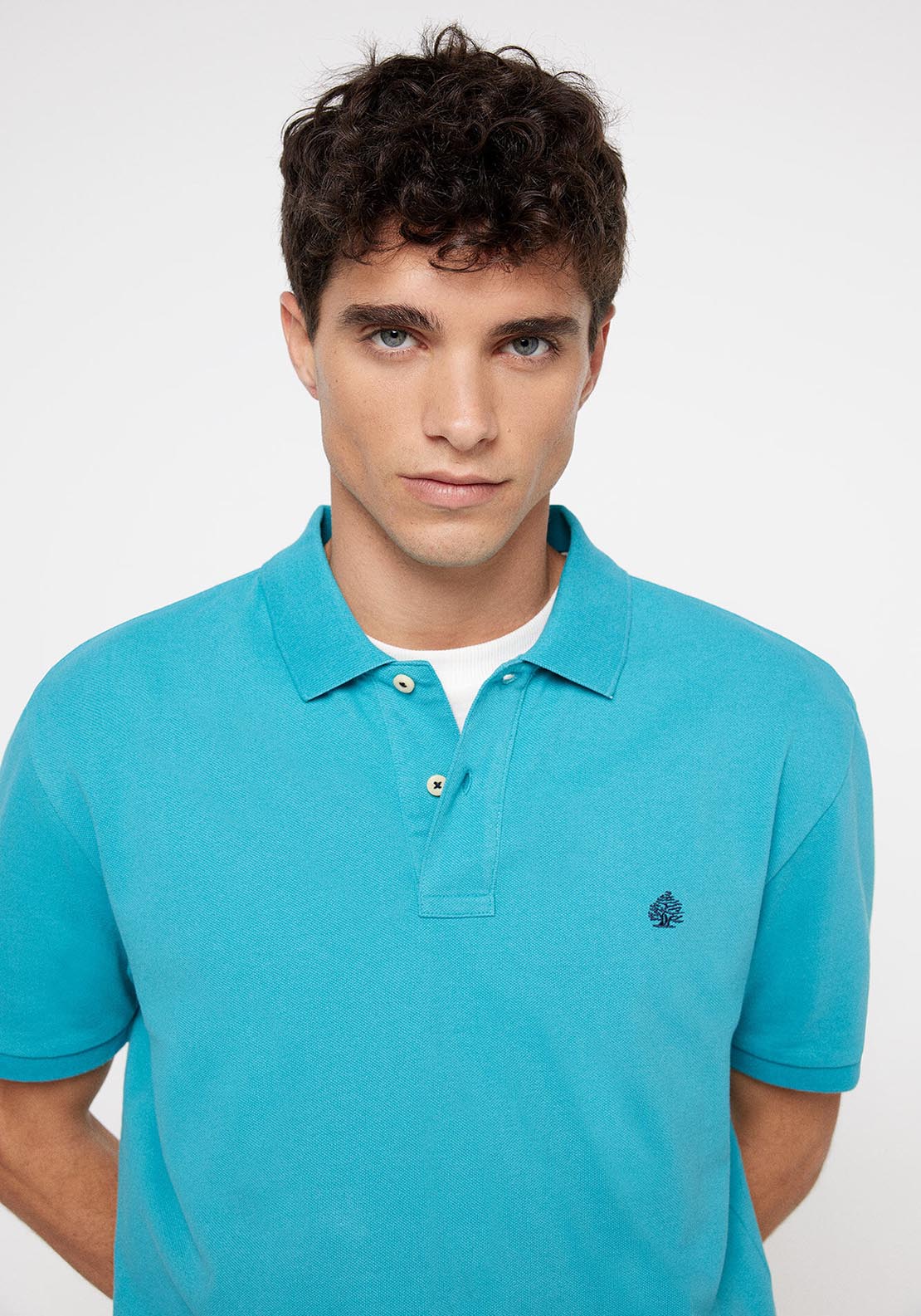 Springfield Basic piqué polo shirt - Blue 3 Shaws Department Stores