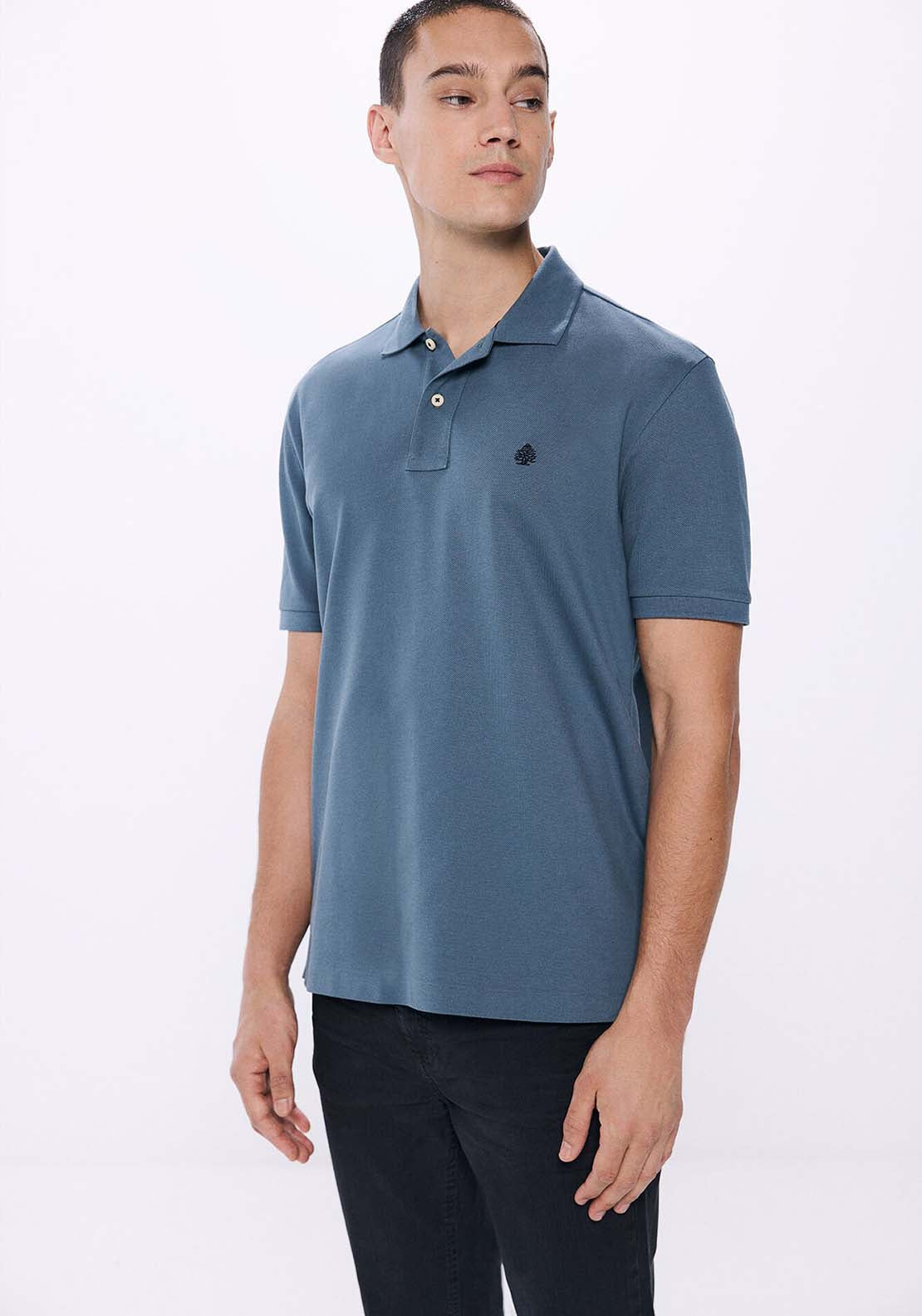 Springfield Regular fit basic piqué polo - Blue 1 Shaws Department Stores