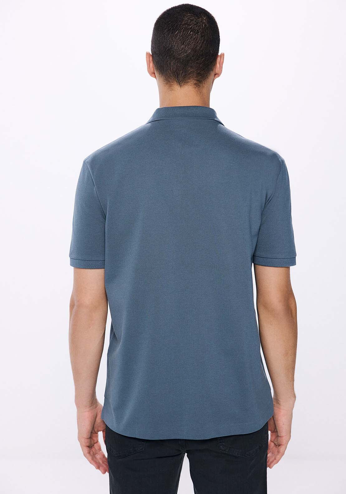 Springfield Regular fit basic piqué polo - Blue 3 Shaws Department Stores