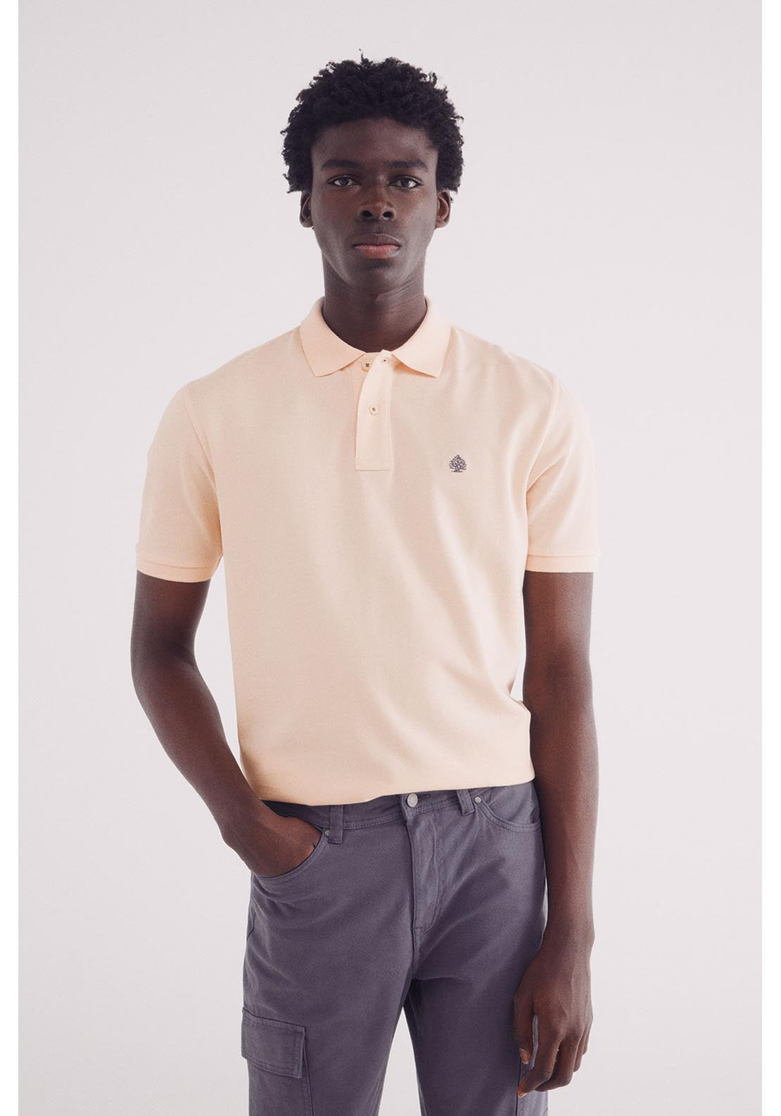 Springfield Essential Regular Fit Piqué Polo Shirt - Coral 1 Shaws Department Stores