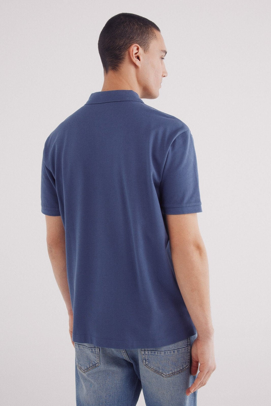 Springfield Essential regular fit piqué polo shirt - Blue 5 Shaws Department Stores
