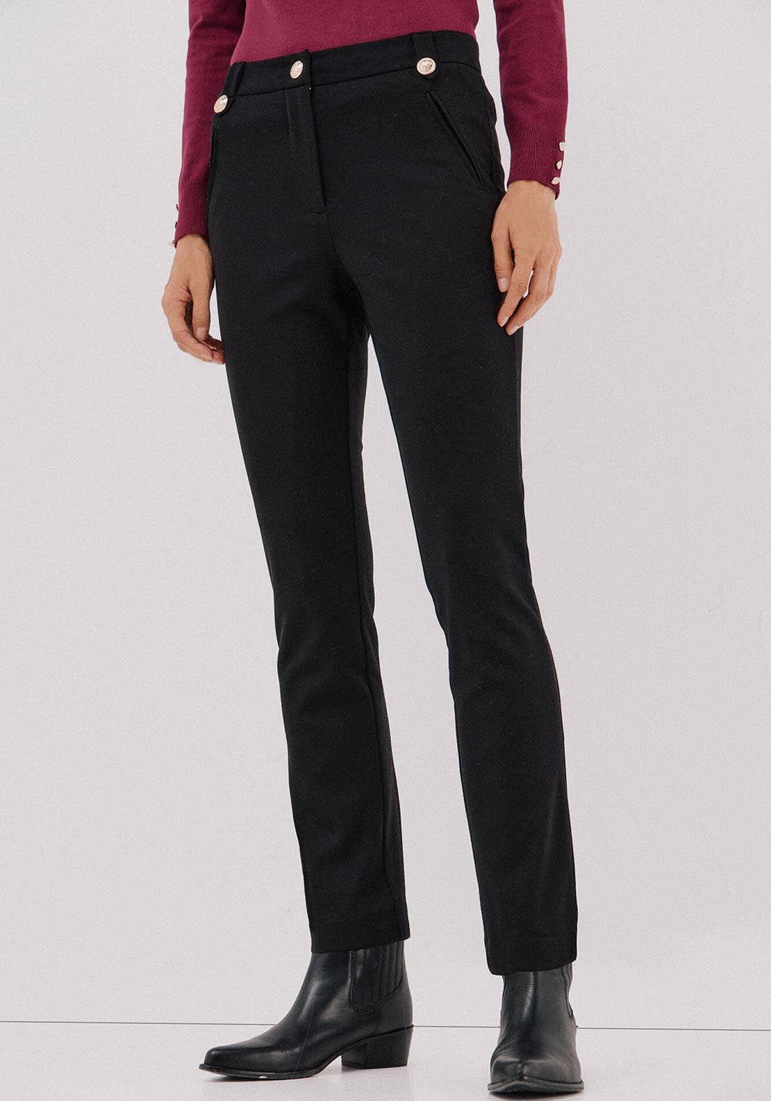 Cortefiel Jersey Knit Trousers - Black 1 Shaws Department Stores