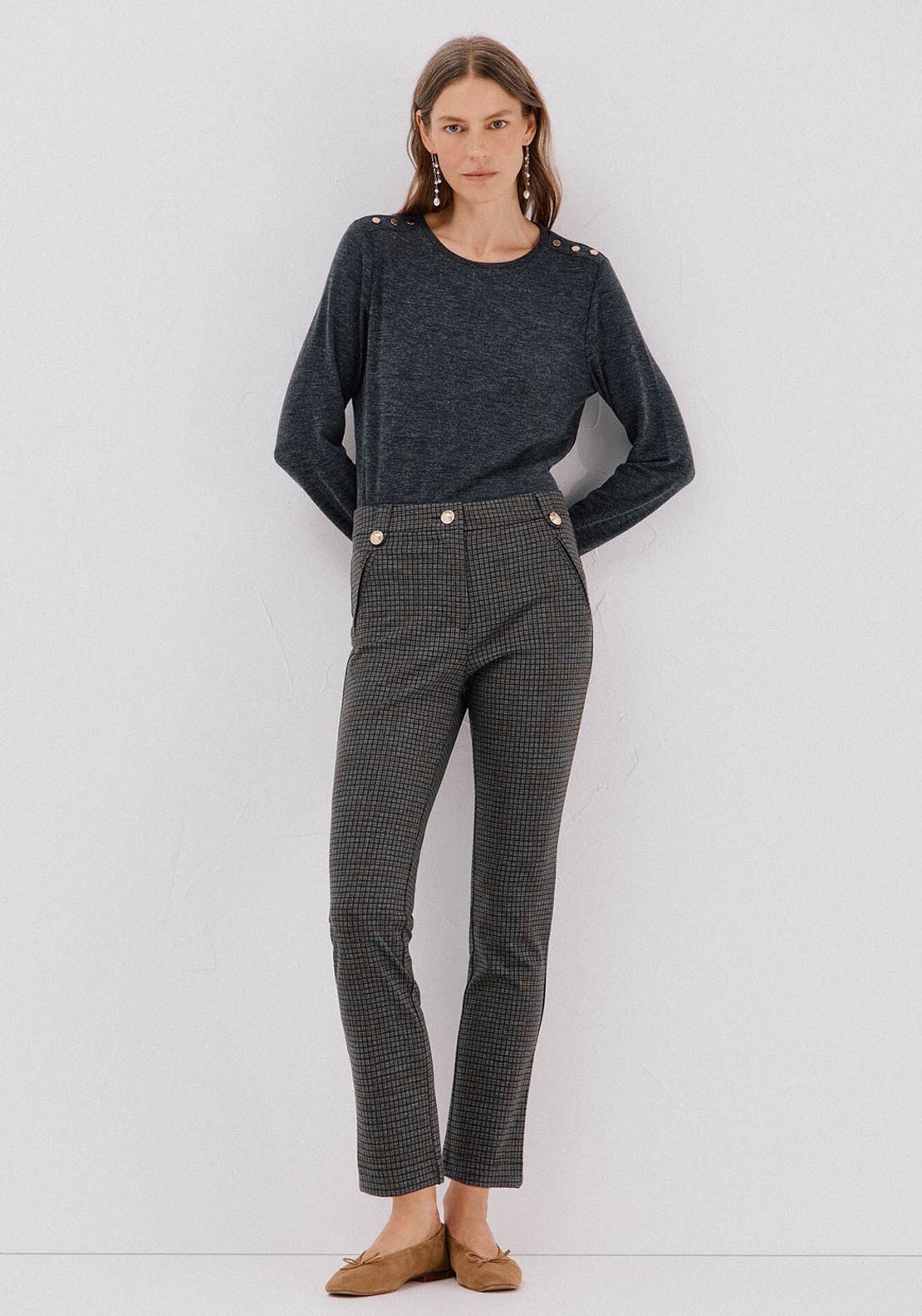 Cortefiel Jersey Knit Trousers - Grey 5 Shaws Department Stores