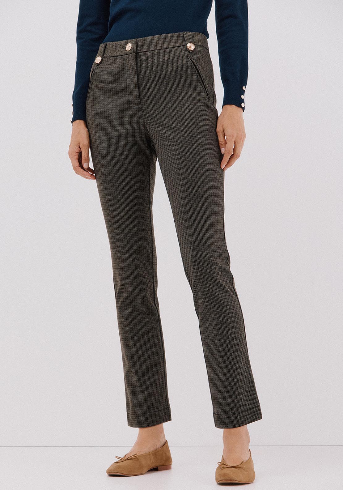 Cortefiel Jersey Knit Trousers - Brown 1 Shaws Department Stores