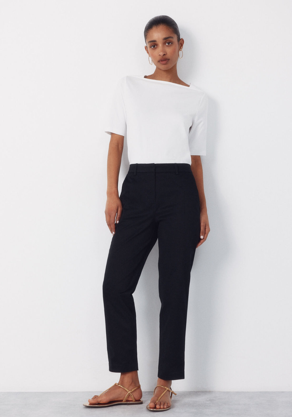 Slim Fit Ankle Trousers - Black