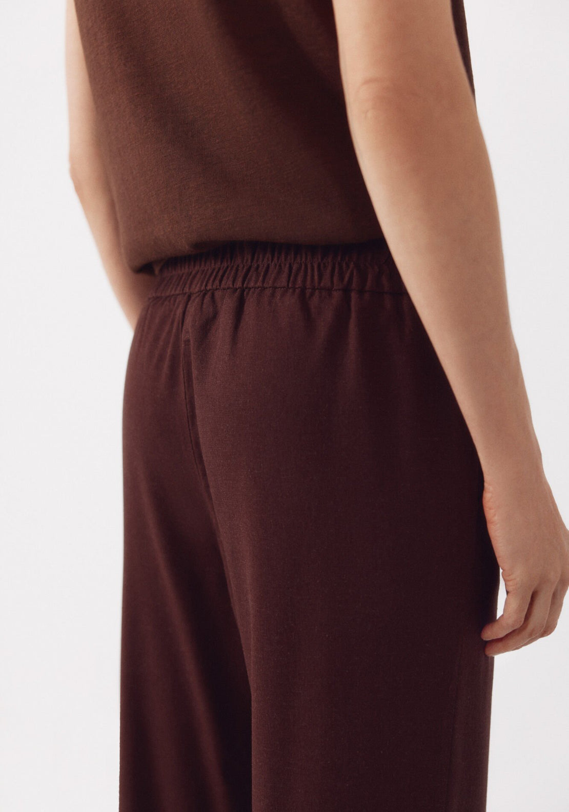 Cortefiel Linen Trousers With Gold Buttons - Brown 3 Shaws Department Stores