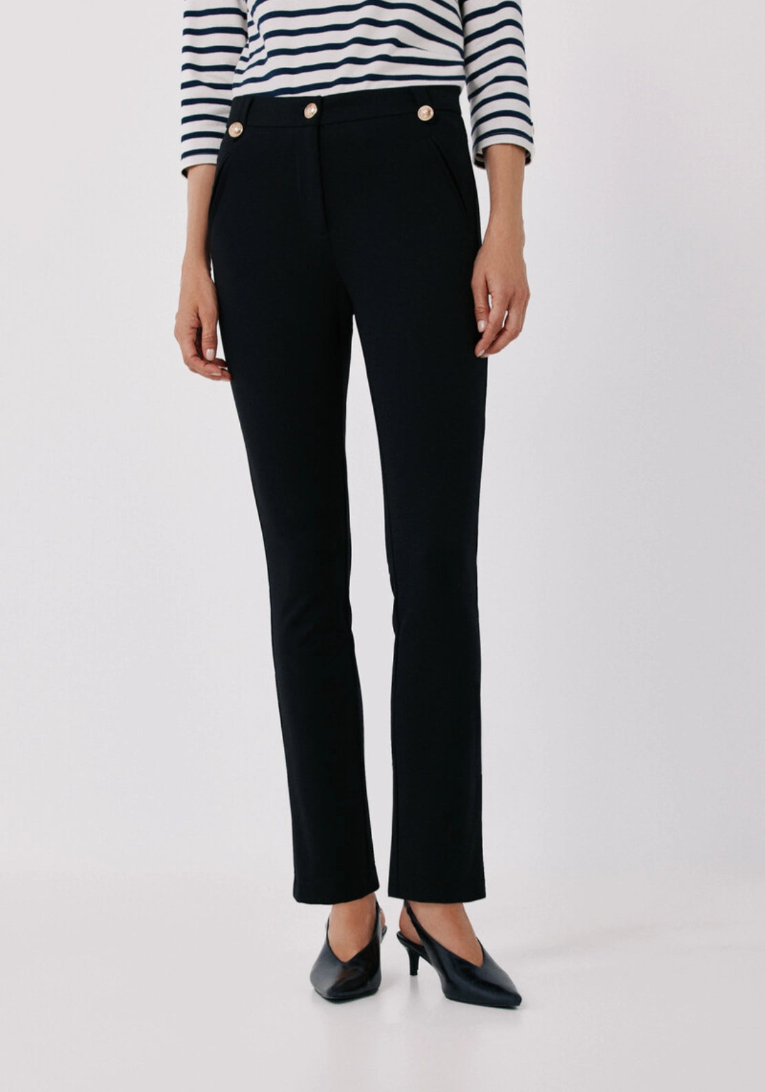 Cortefiel Roma Stretch Knit Trousers - Black 1 Shaws Department Stores