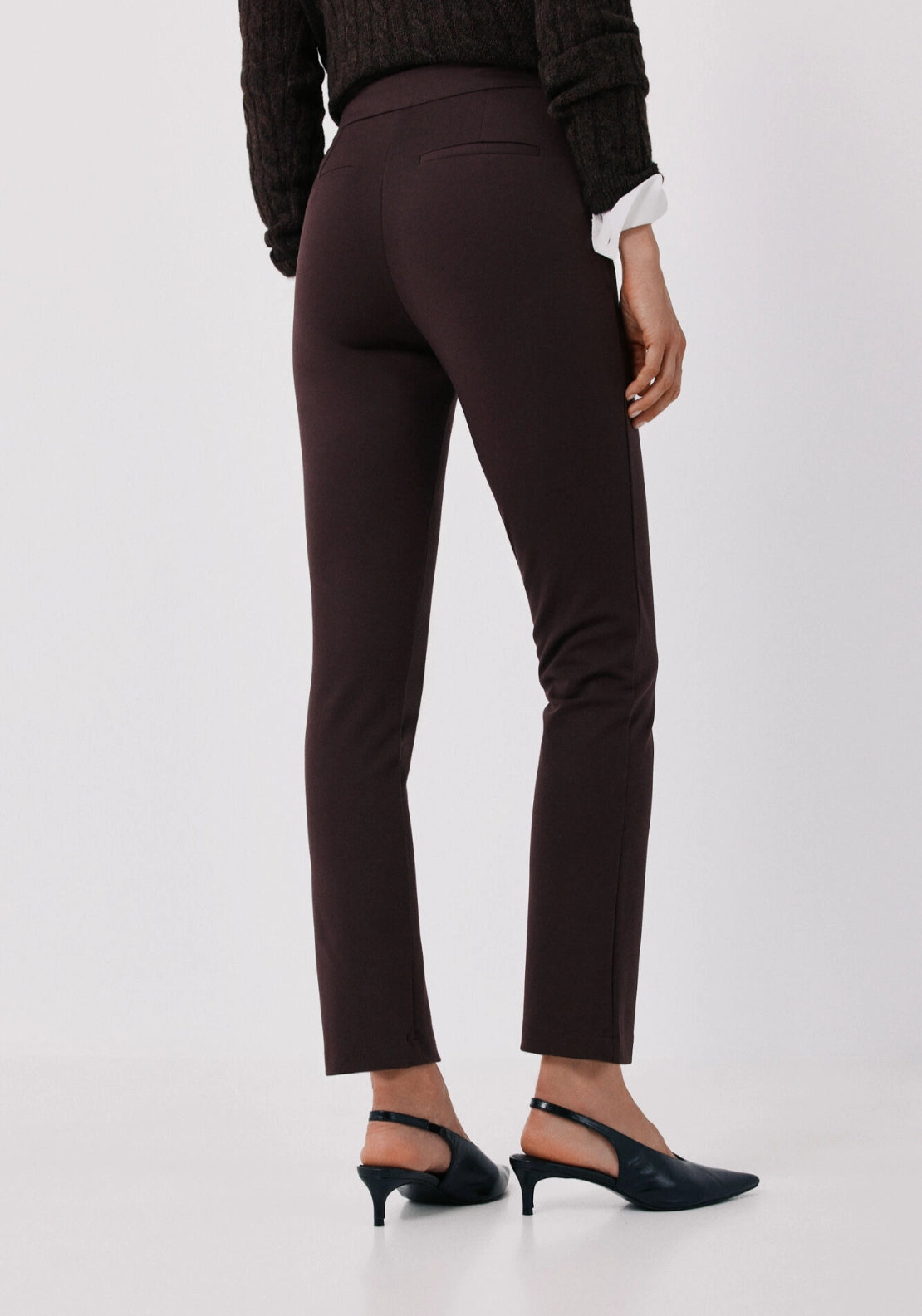 Roma Stretch Knit Trousers - Dark Brown