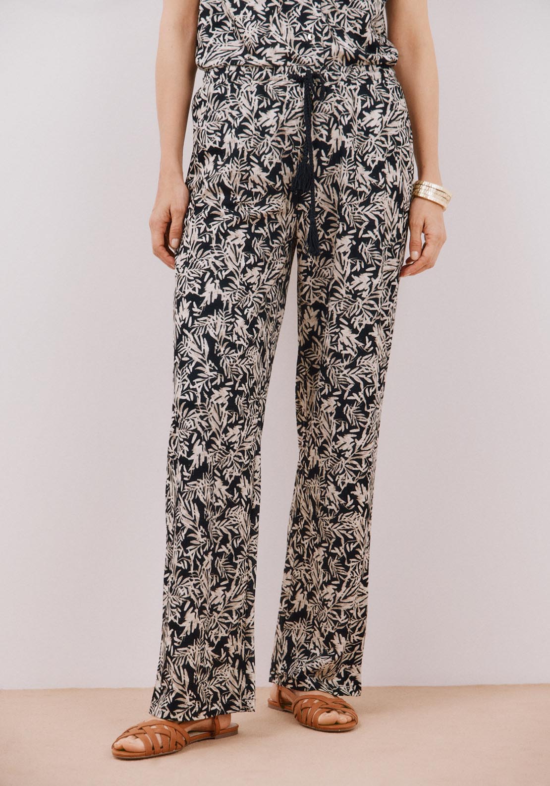 Cortefiel Printed Knit Trousers - White Print 2 Shaws Department Stores