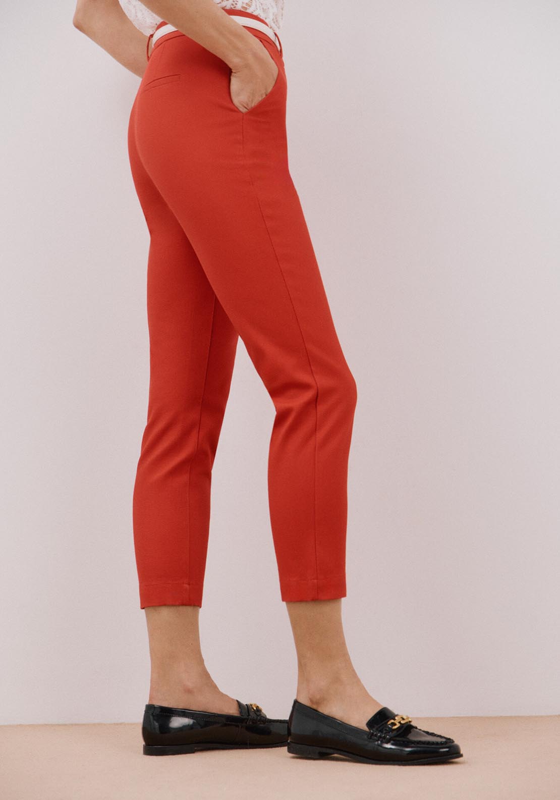 Cortefiel Piqué Ankle-Length Trousers - Red 4 Shaws Department Stores