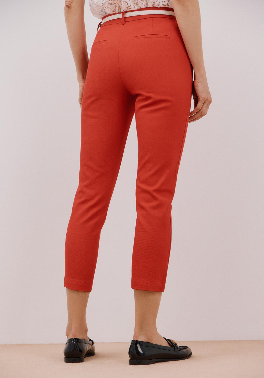 Cortefiel Piqué Ankle-Length Trousers - Red 3 Shaws Department Stores