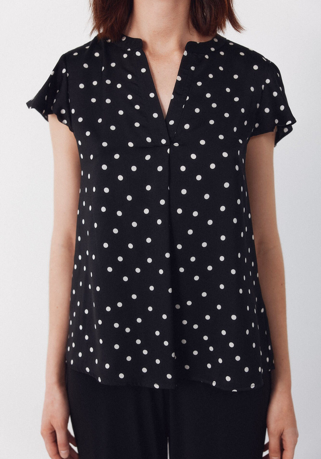 Cortefiel Fluid Flutter Sleeve Blouse - Black 3 Shaws Department Stores
