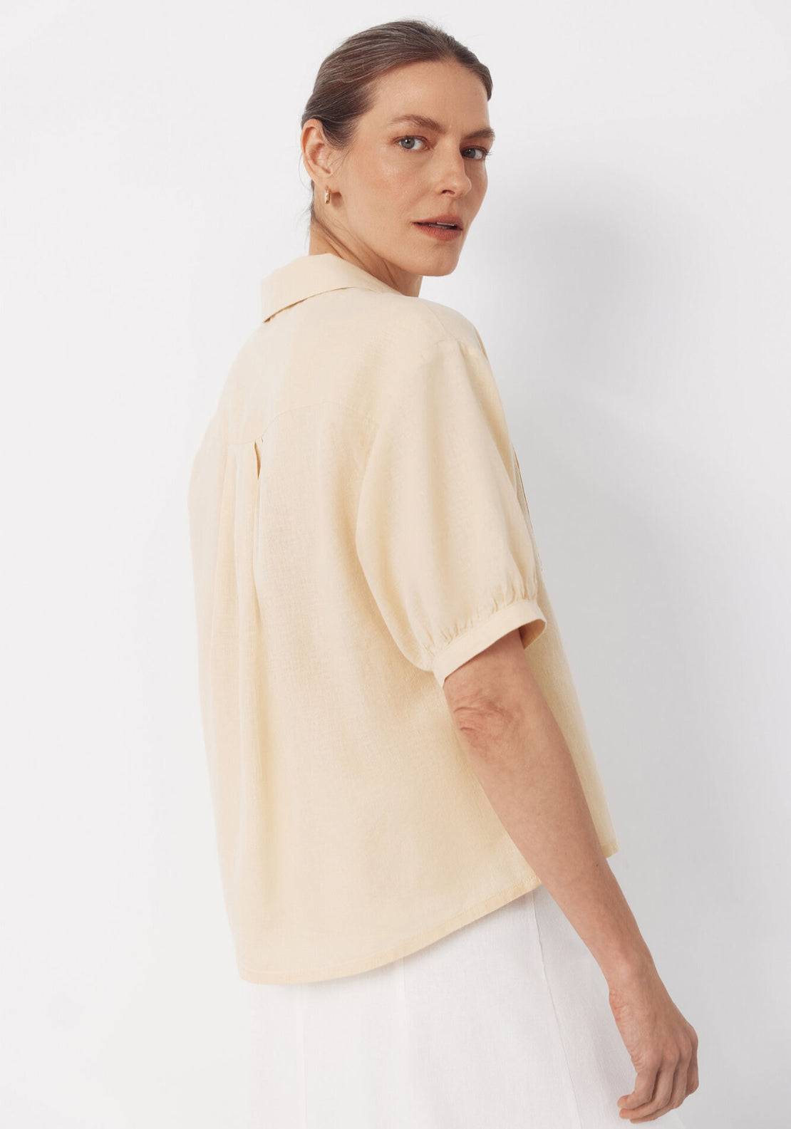 Cortefiel Rustic Short Sleeve Shirt - Yellow 2 Shaws Department Stores