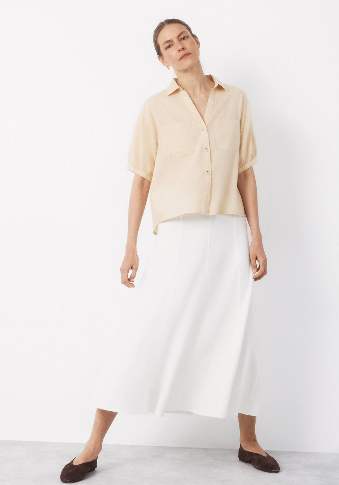 Cortefiel Rustic Short Sleeve Shirt - Yellow 5 Shaws Department Stores