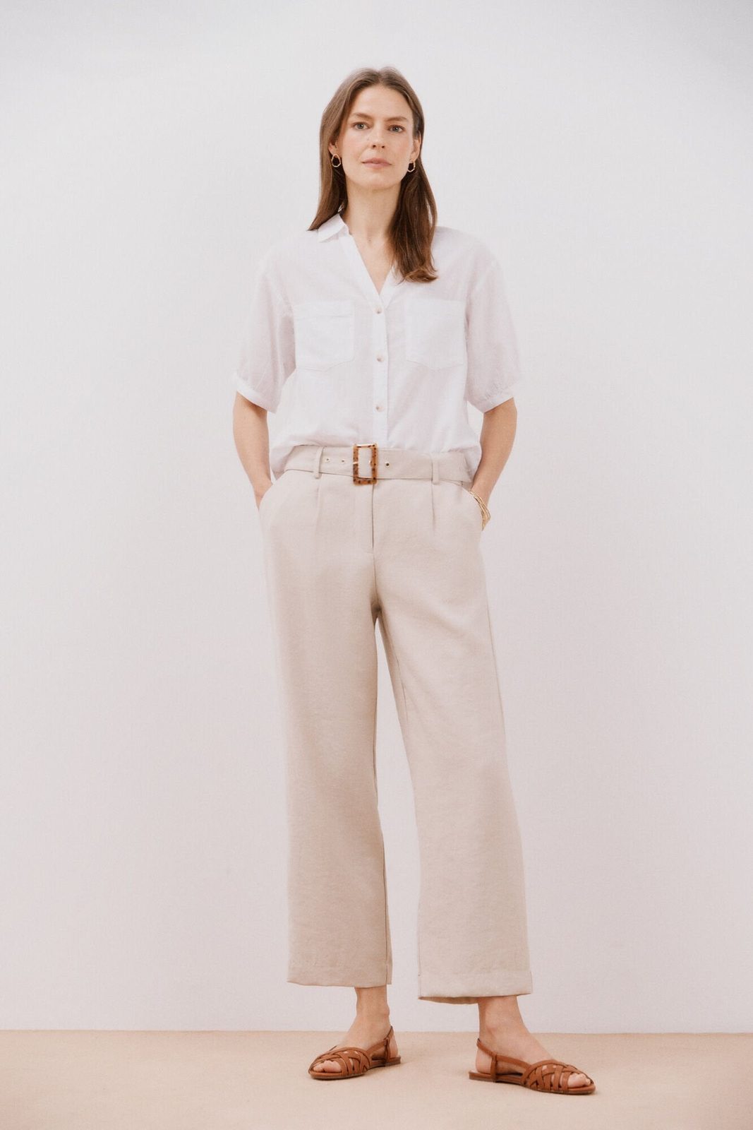 Cortefiel Short Sleeve Shirt With Linen - White 5 Shaws Department Stores