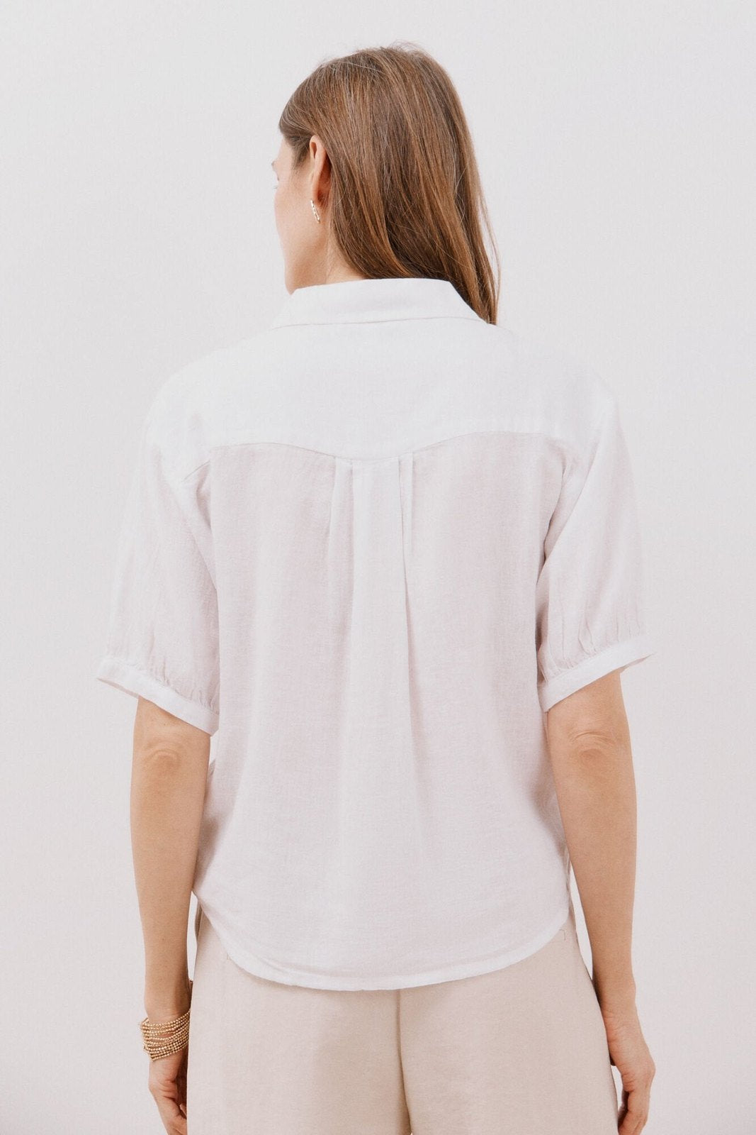 Cortefiel Short Sleeve Shirt With Linen - White 7 Shaws Department Stores