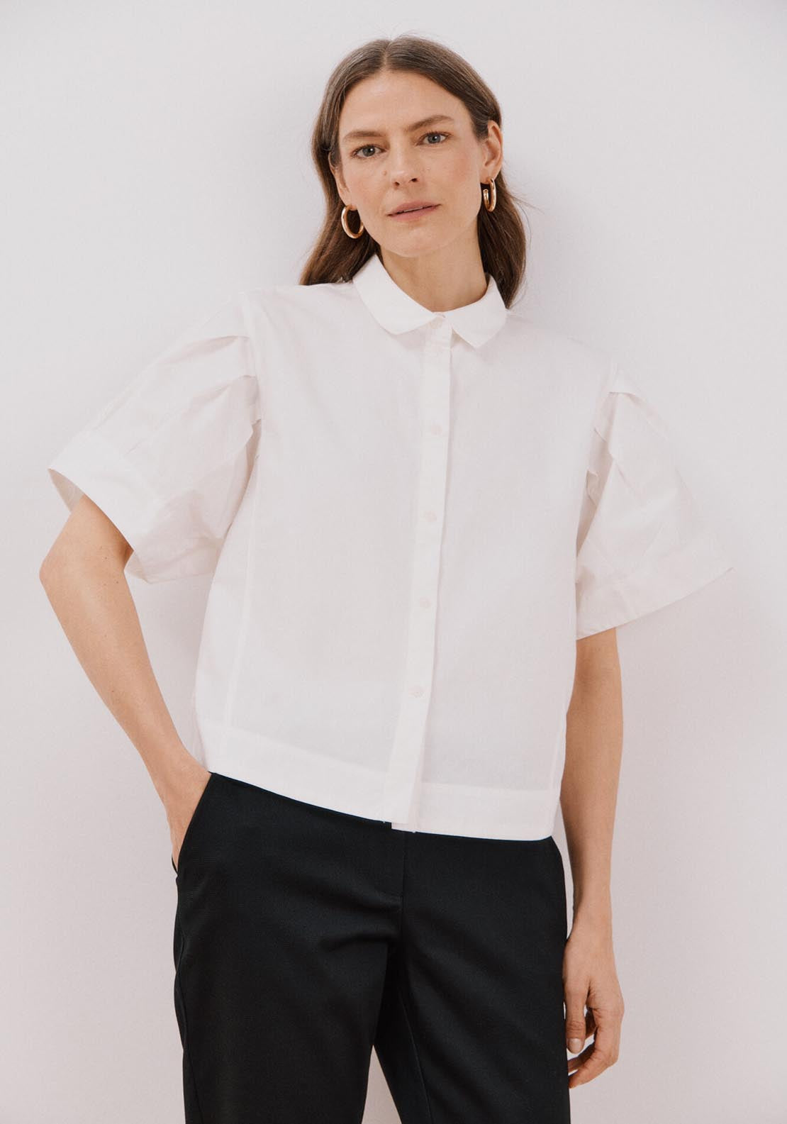 Cortefiel White Poplin Shirt - White 1 Shaws Department Stores