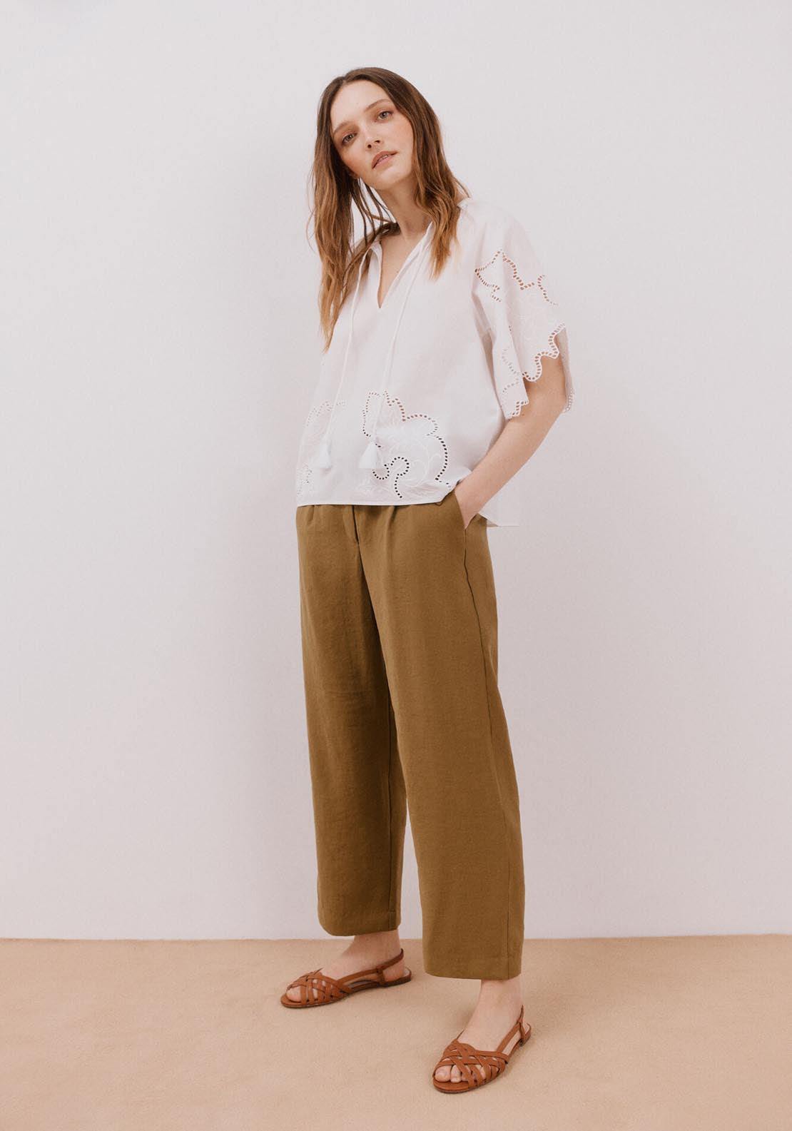 Cortefiel Openwork Embroidered Blouse - White 5 Shaws Department Stores