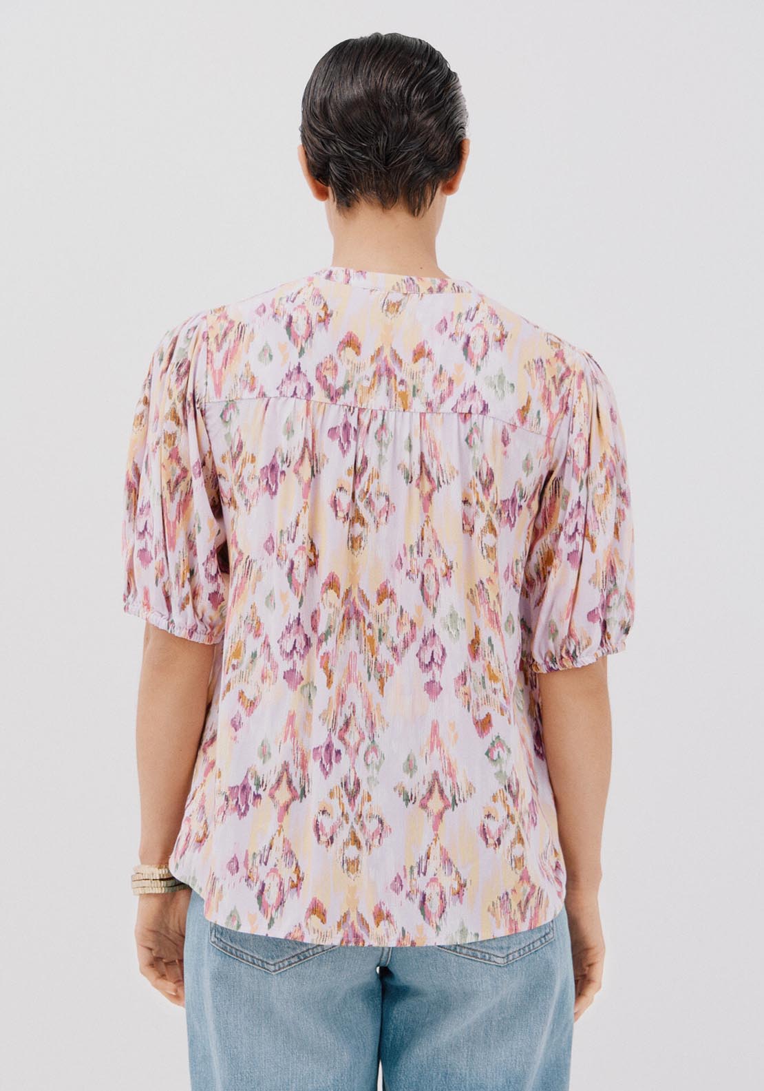 Cortefiel Short-Sleeved Blouse - Multicoloured 3 Shaws Department Stores