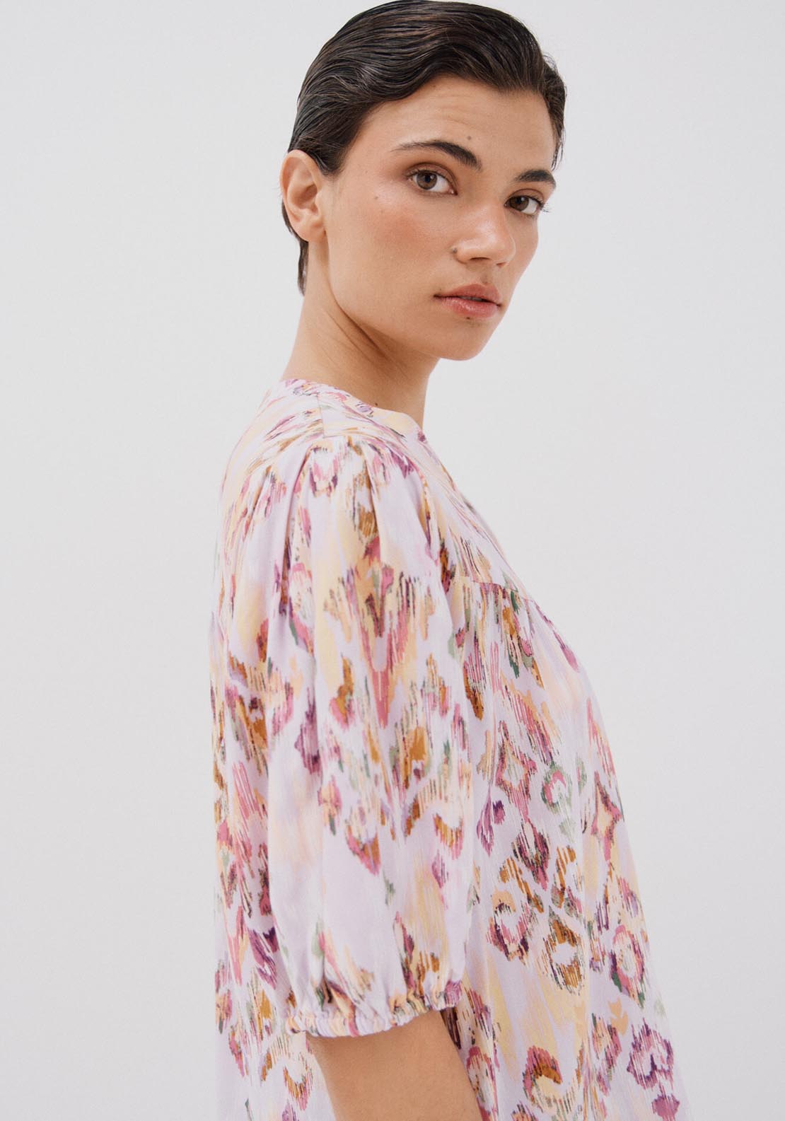 Cortefiel Short-Sleeved Blouse - Multicoloured 4 Shaws Department Stores